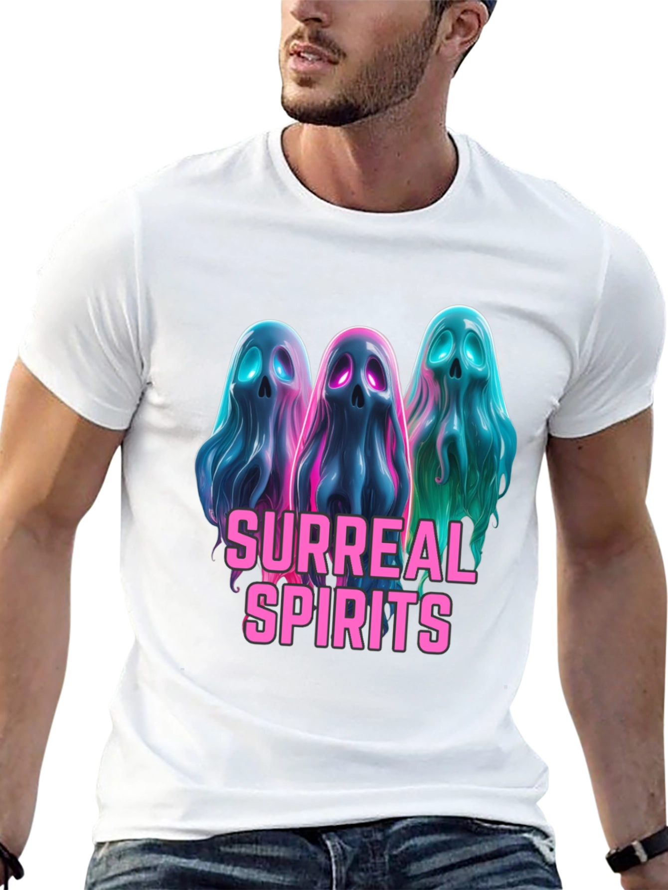 Surreal Spirits Graphic Tee - Unique Ghost Design