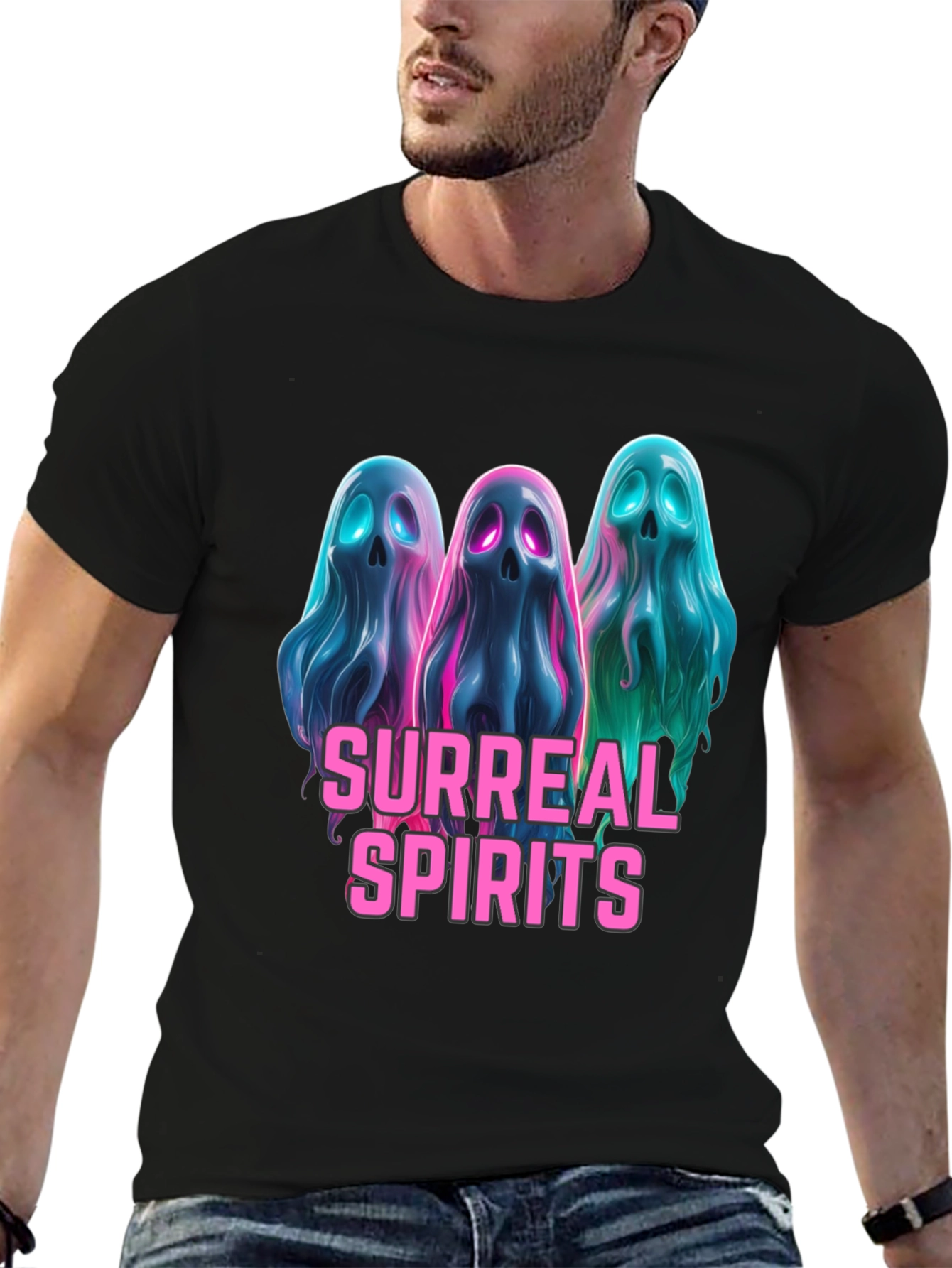 Surreal Spirits Graphic Tee - Unique Ghost Design