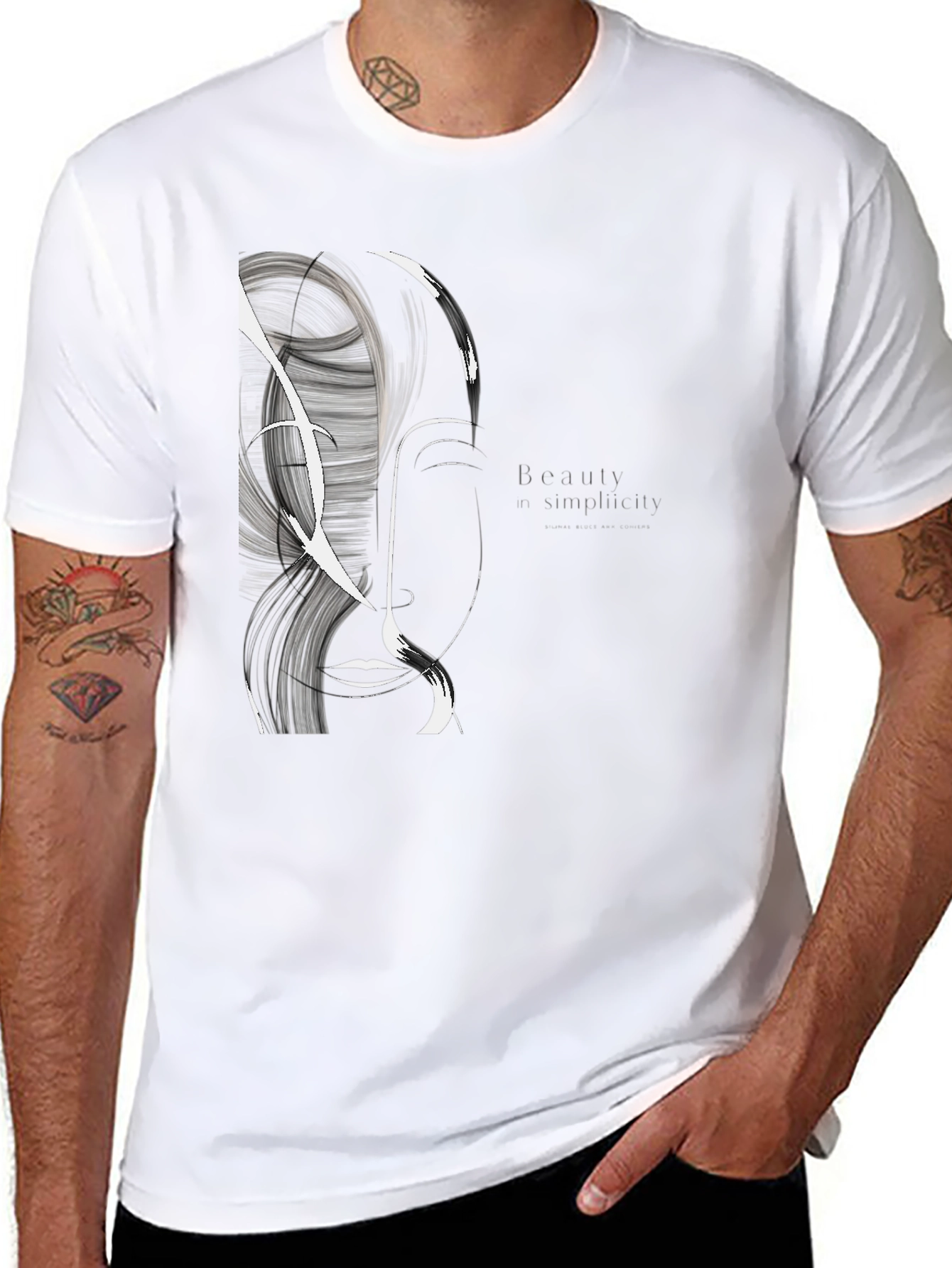 Abstract Face Graphic Black T-Shirt
