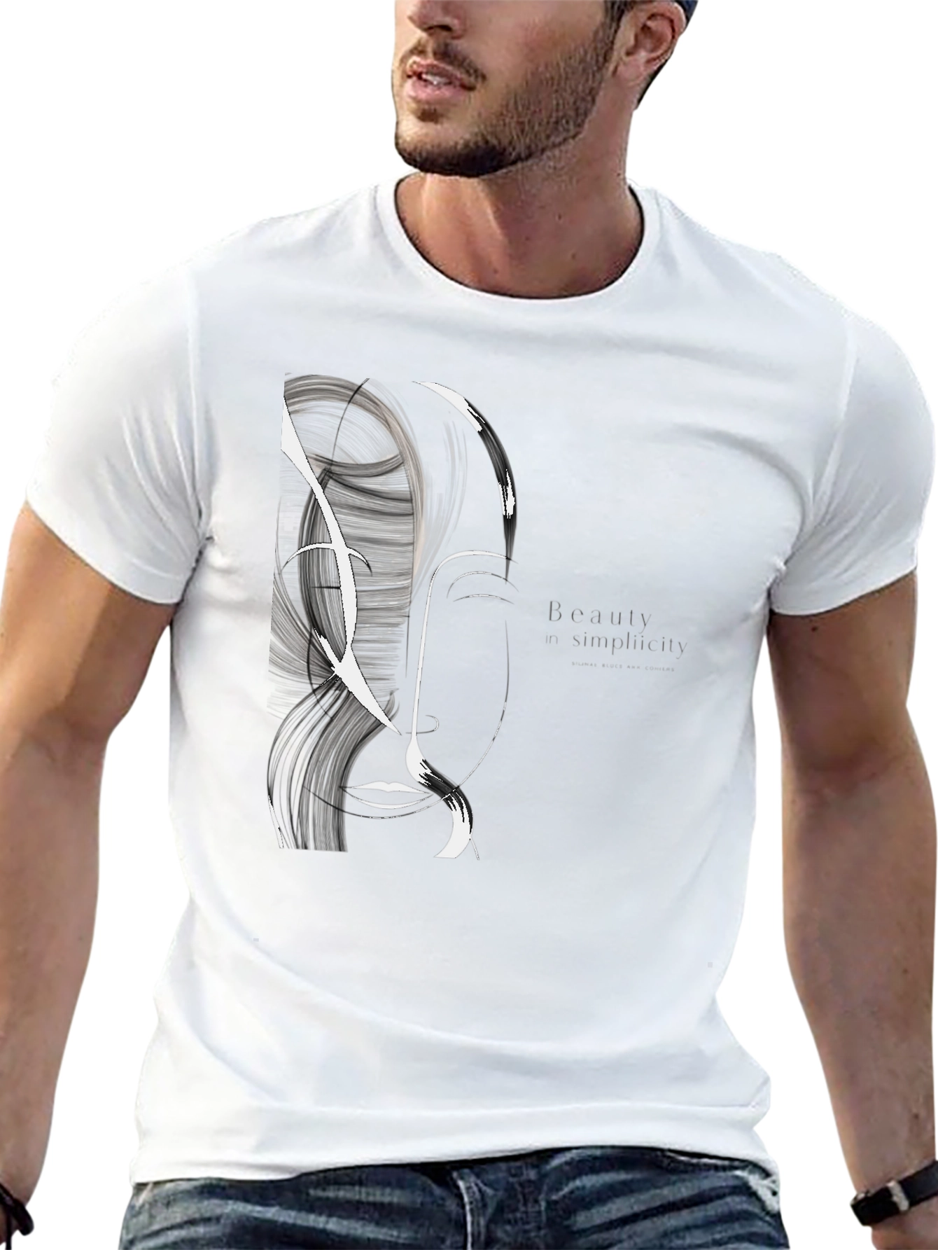 Abstract Face Graphic Black T-Shirt