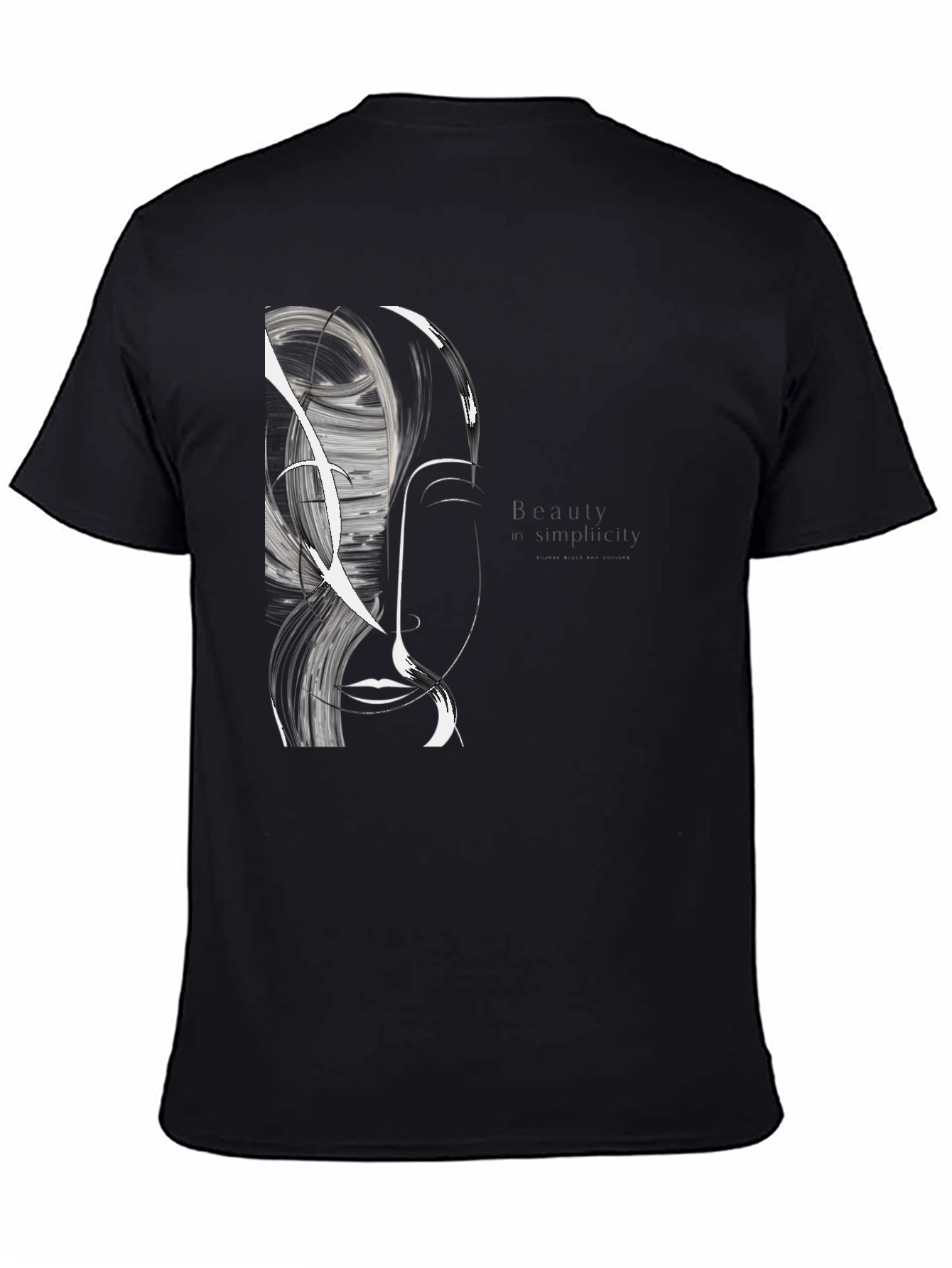 Abstract Face Graphic Black T-Shirt