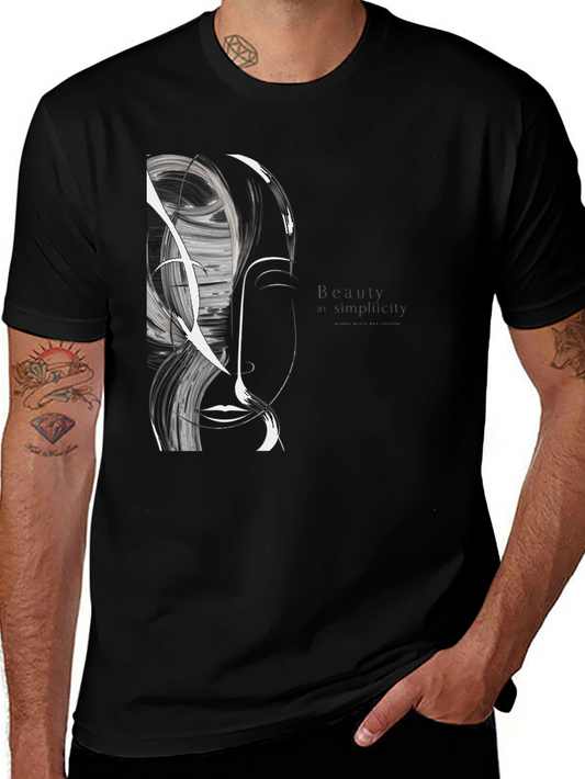 Abstract Face Graphic Black T-Shirt
