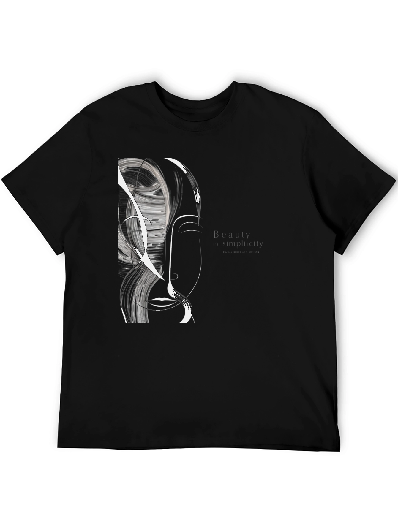 Abstract Face Graphic Black T-Shirt