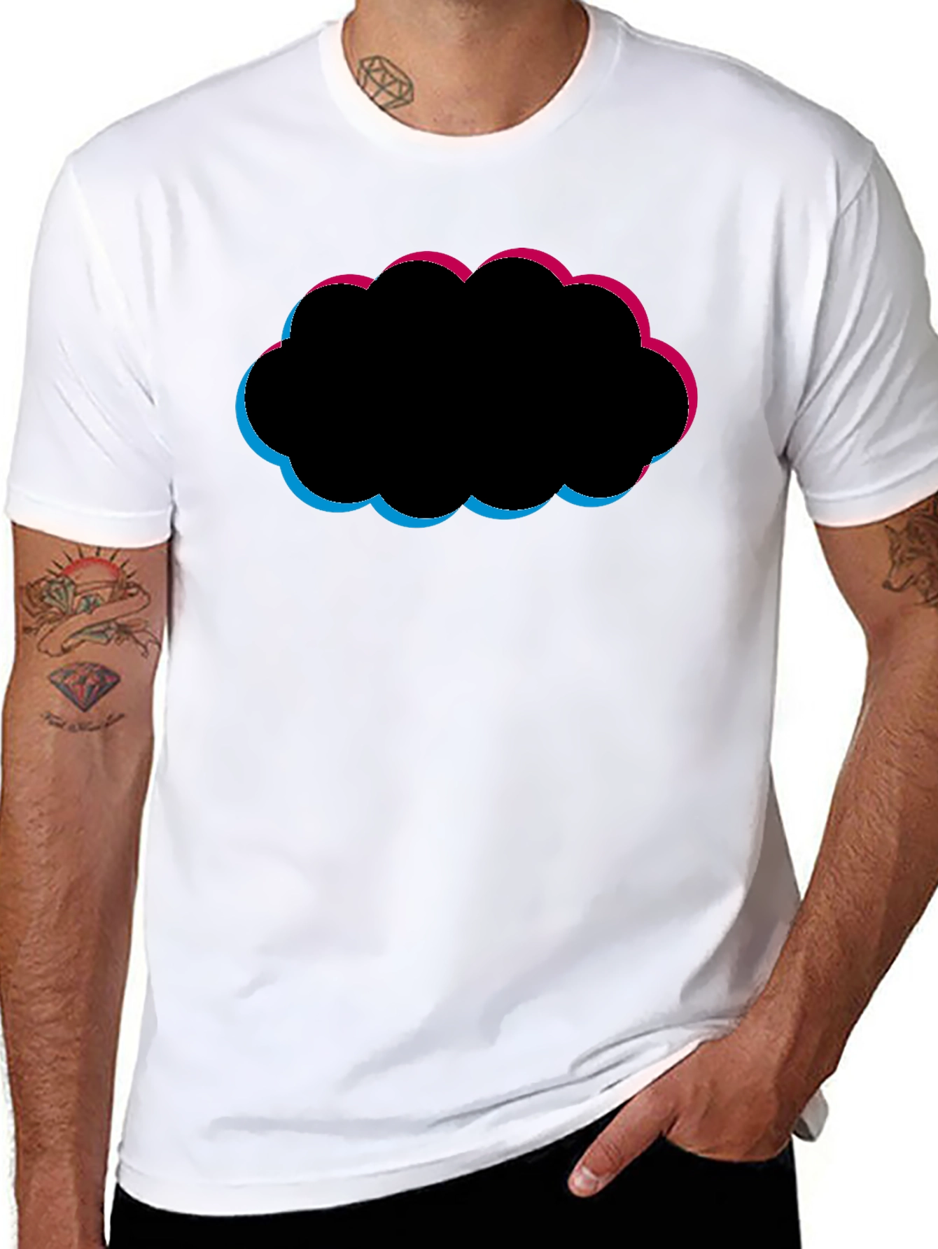 Abstract Cloud Graphic Black T-Shirt