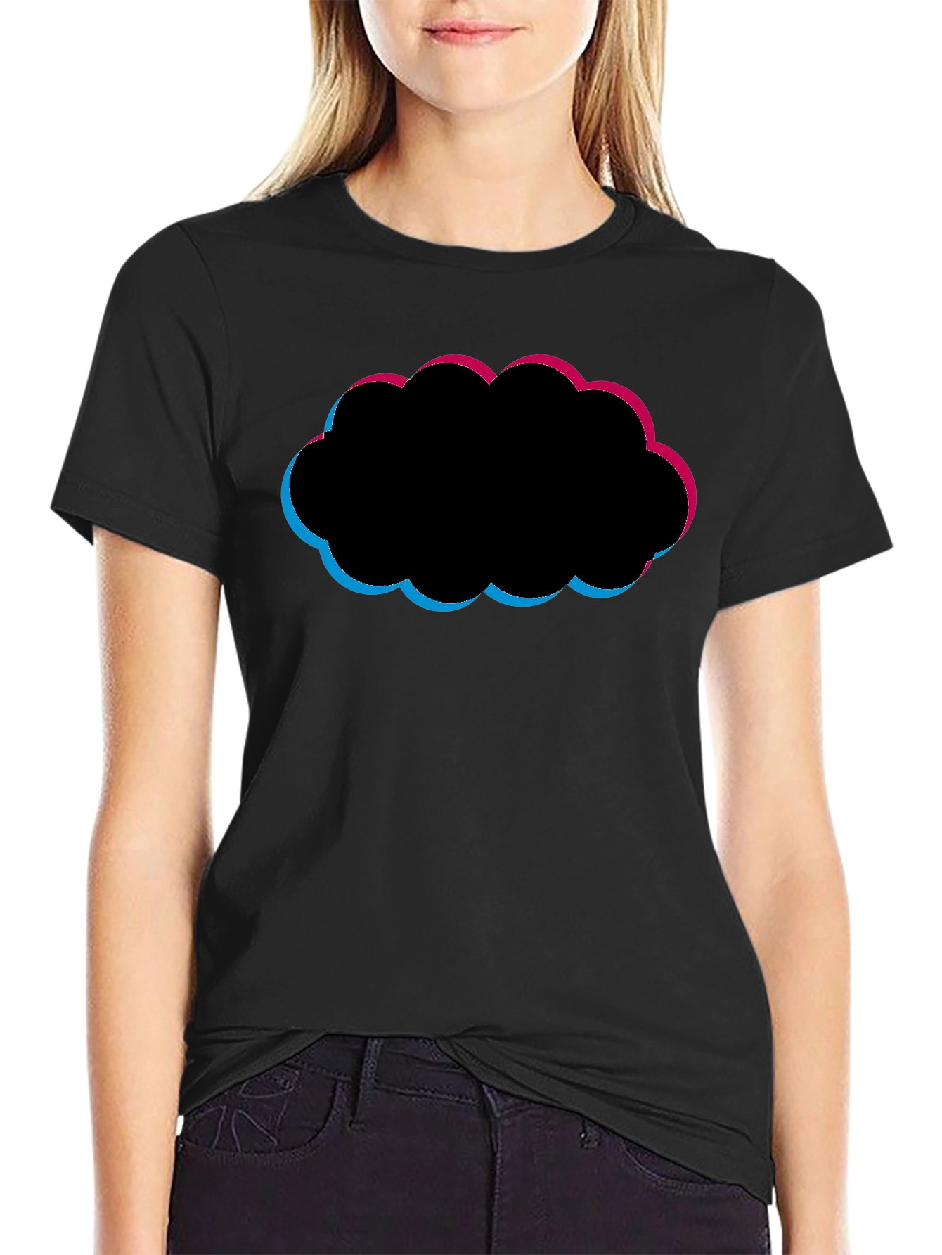 Abstract Cloud Graphic Black T-Shirt