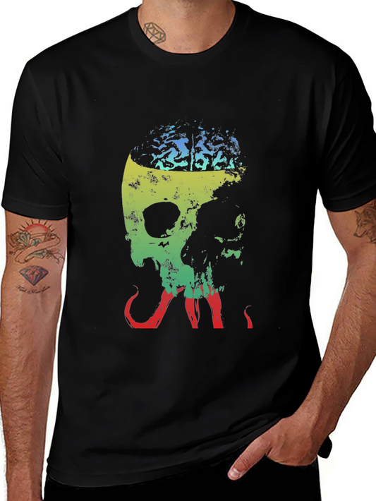 Brainy Skull Graphic Tee - Unique Design