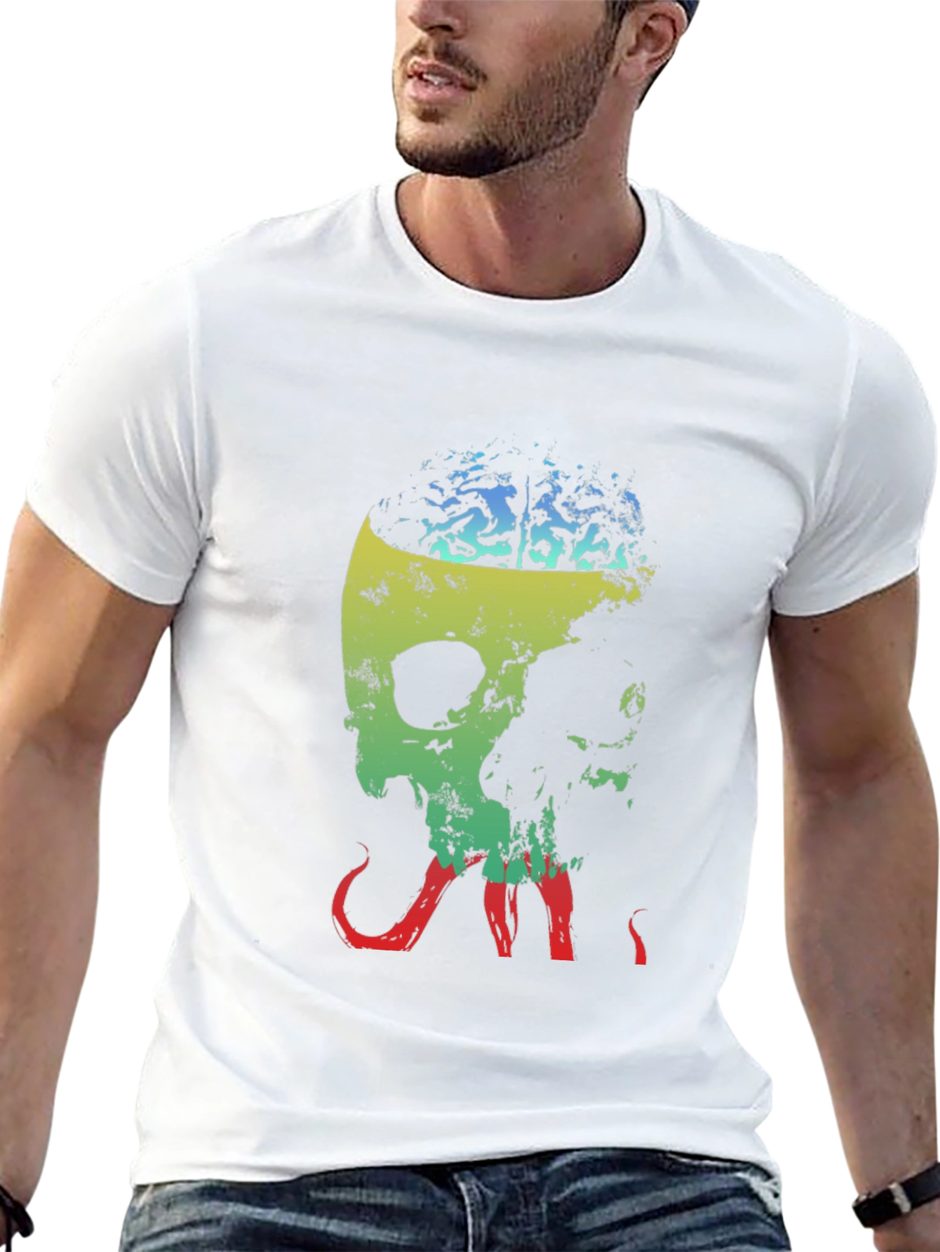 Brainy Skull Graphic Tee - Unique Design