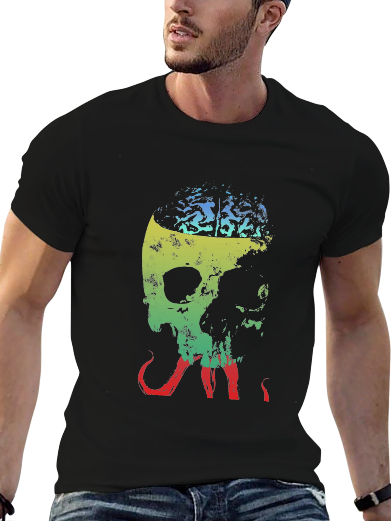 Brainy Skull Graphic Tee - Unique Design