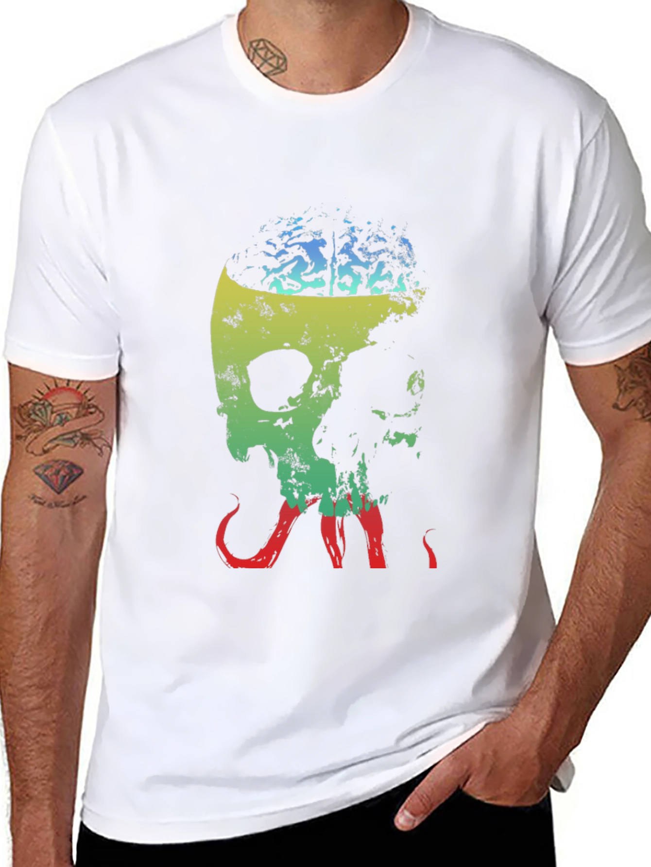 Brainy Skull Graphic Tee - Unique Design