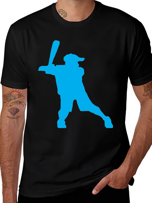 Baseball Silhouette Graphic Tee - Black