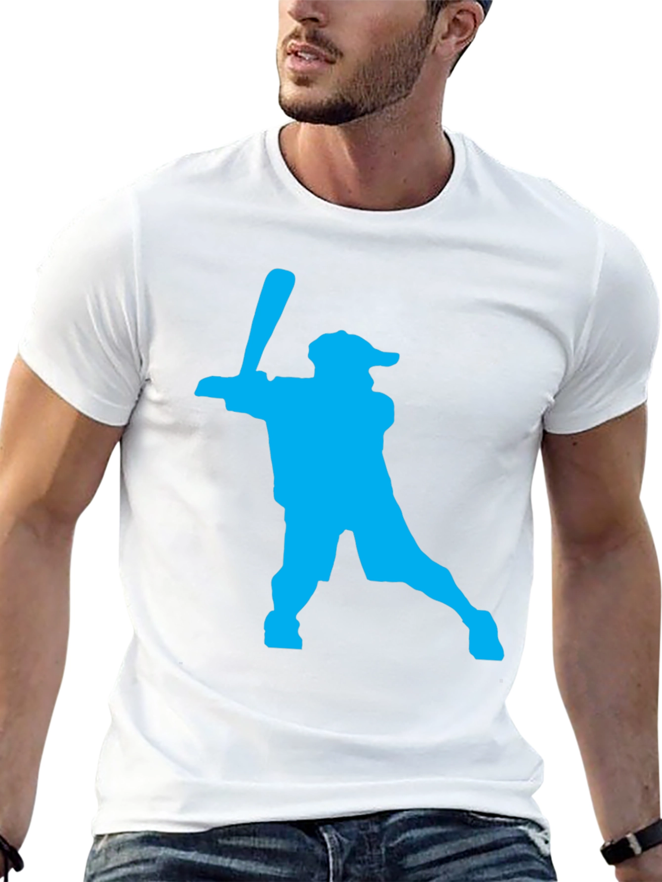 Baseball Silhouette Graphic Tee - Black