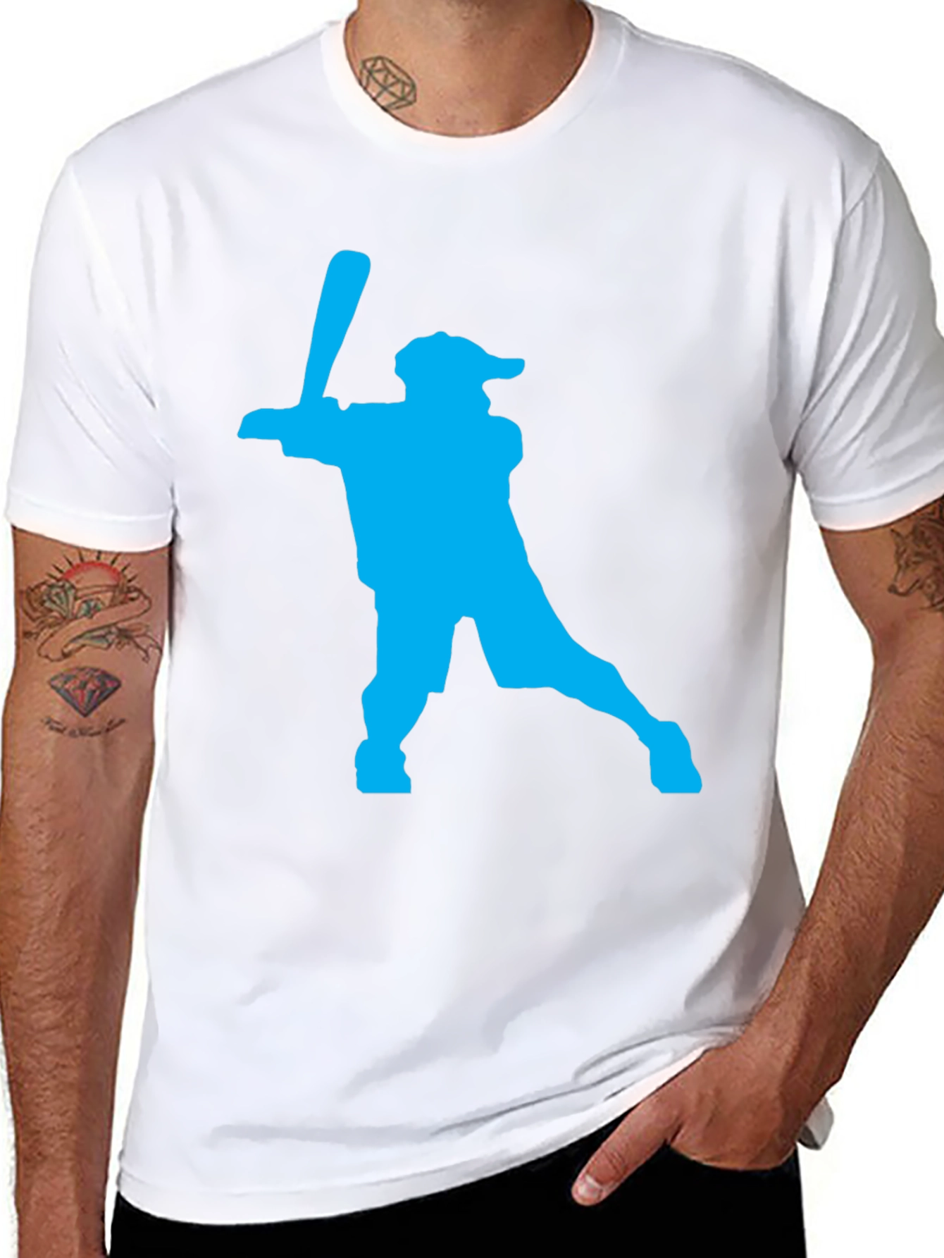 Baseball Silhouette Graphic Tee - Black