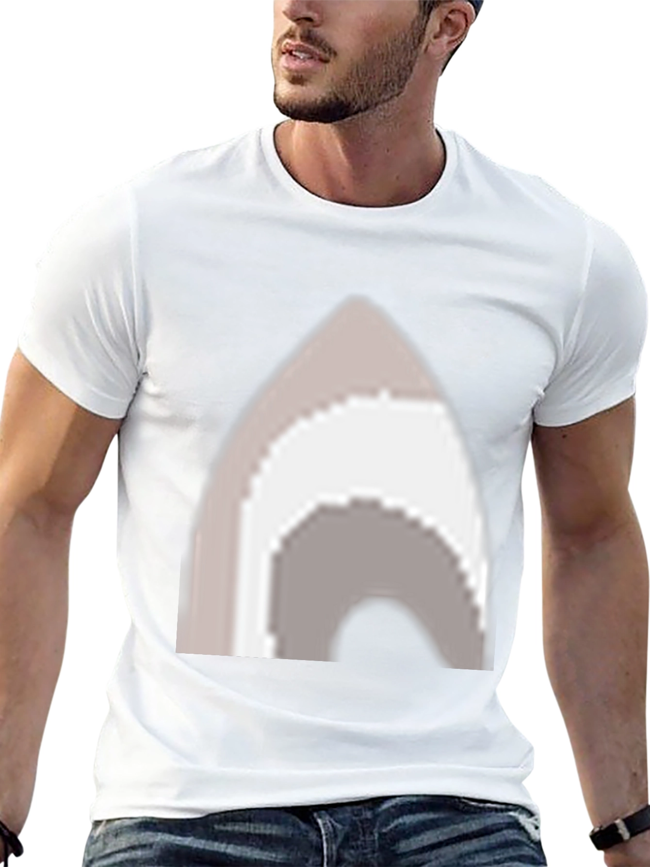 Pixel Art Arch Graphic Tee - Casual Black T-Shirt