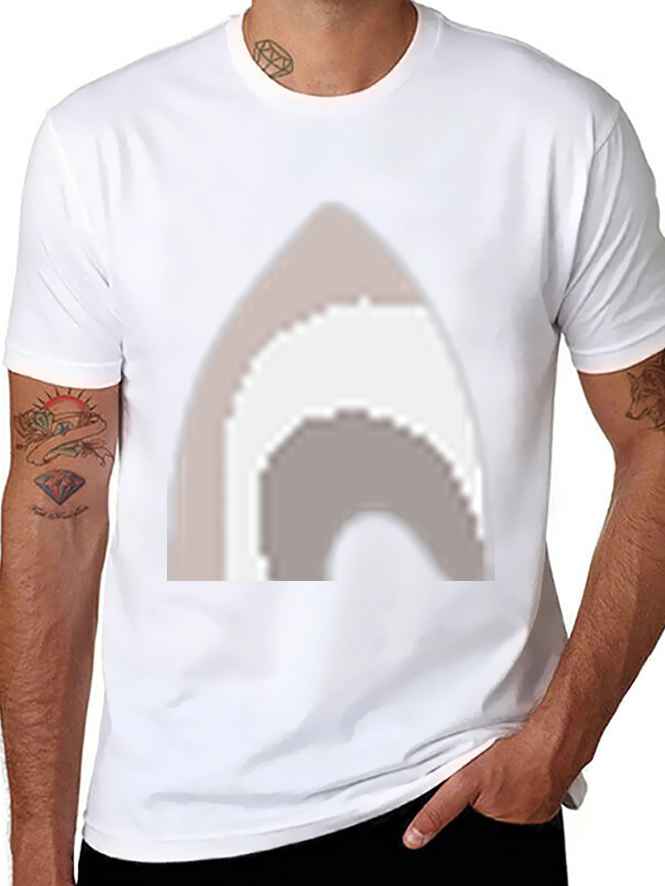 Pixel Art Arch Graphic Tee - Casual Black T-Shirt