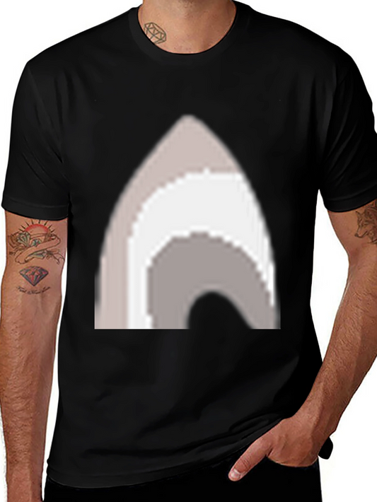 Pixel Art Arch Graphic Tee - Casual Black T-Shirt