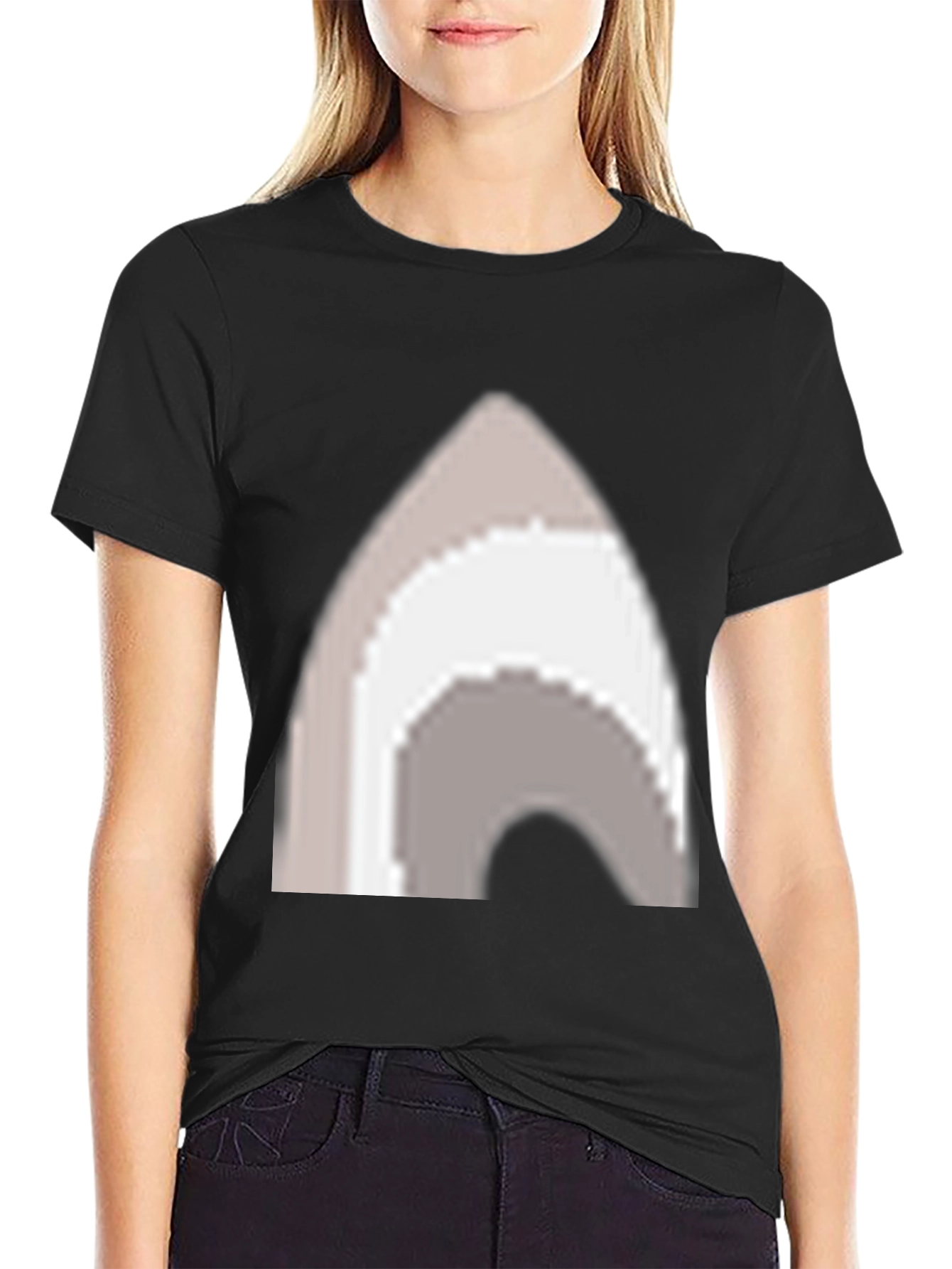 Pixel Art Arch Graphic Tee - Casual Black T-Shirt