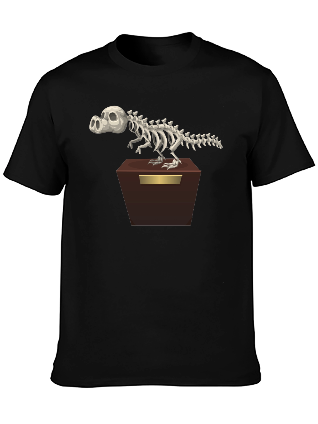 Dino Skeleton Graphic Tee - Black Cotton
