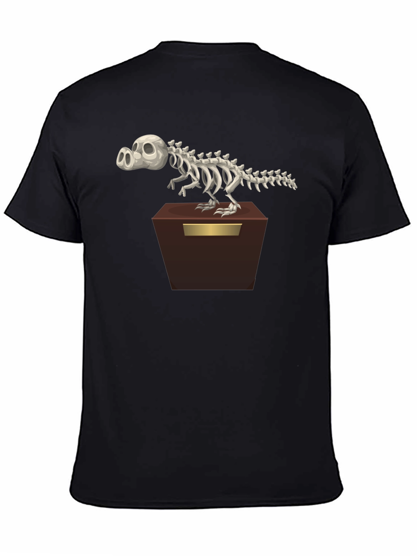 Dino Skeleton Graphic Tee - Black Cotton