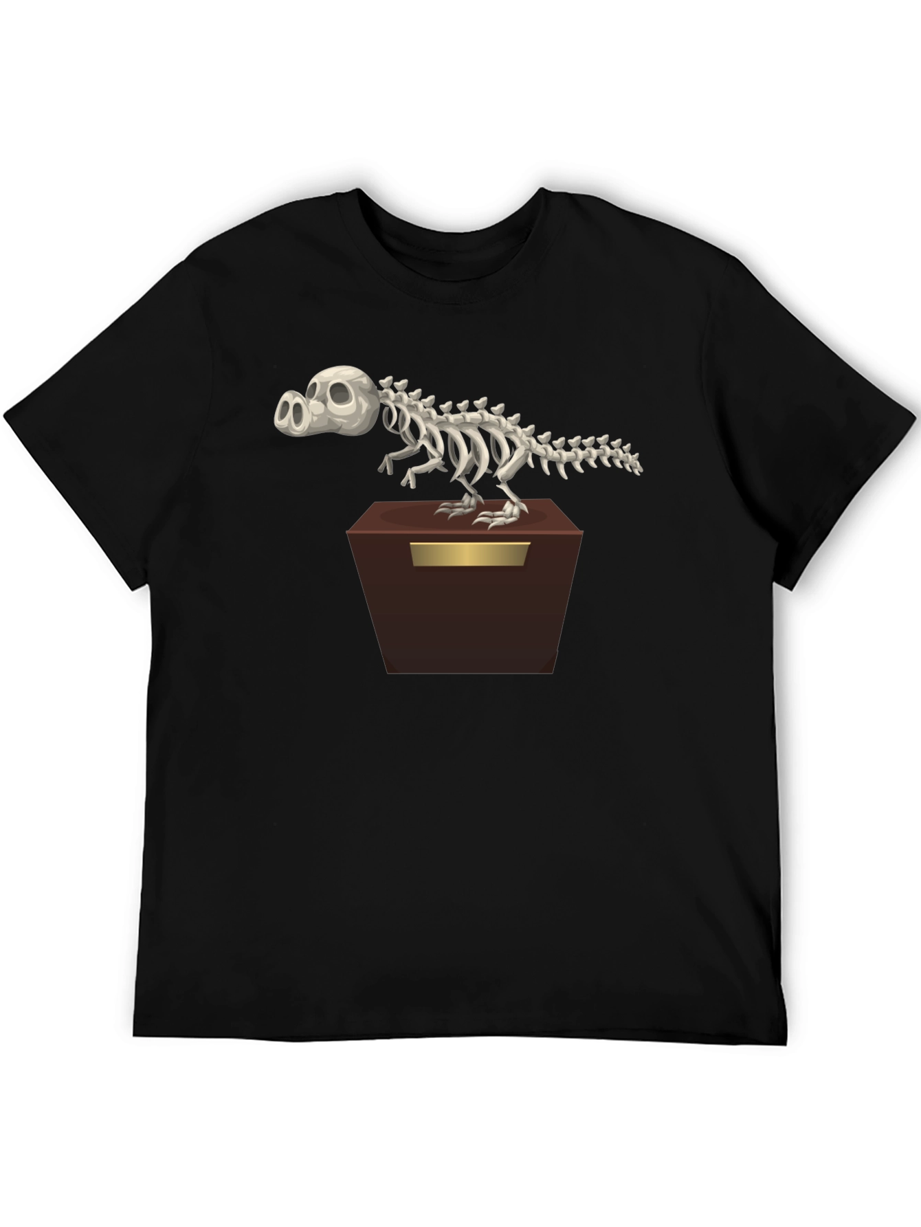 Dino Skeleton Graphic Tee - Black Cotton