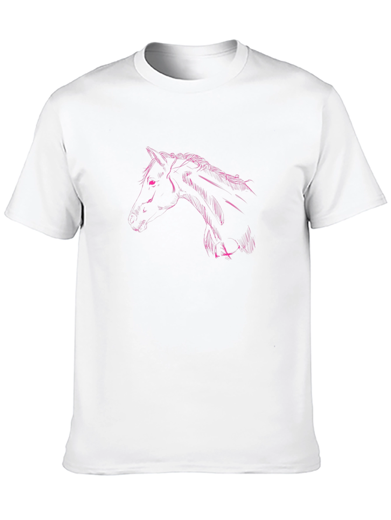 Black T-Shirt with Pink Horse Graphic