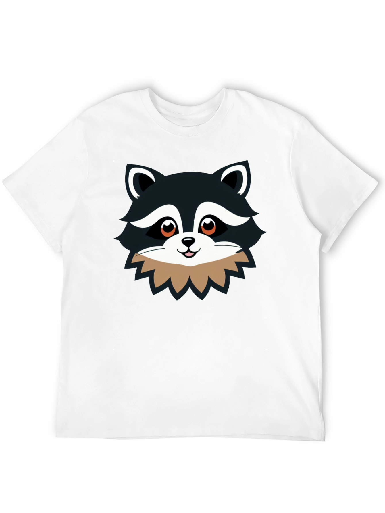Cute Raccoon Graphic Print Black T-Shirt
