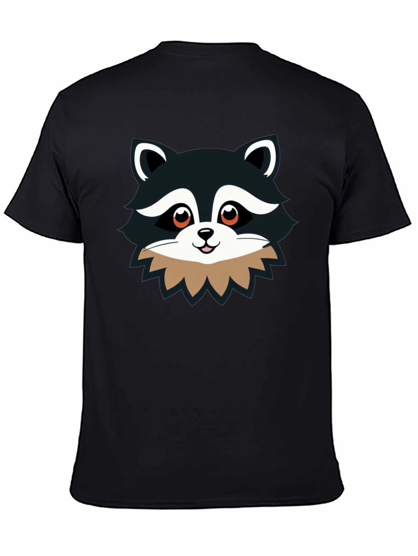 Cute Raccoon Graphic Print Black T-Shirt