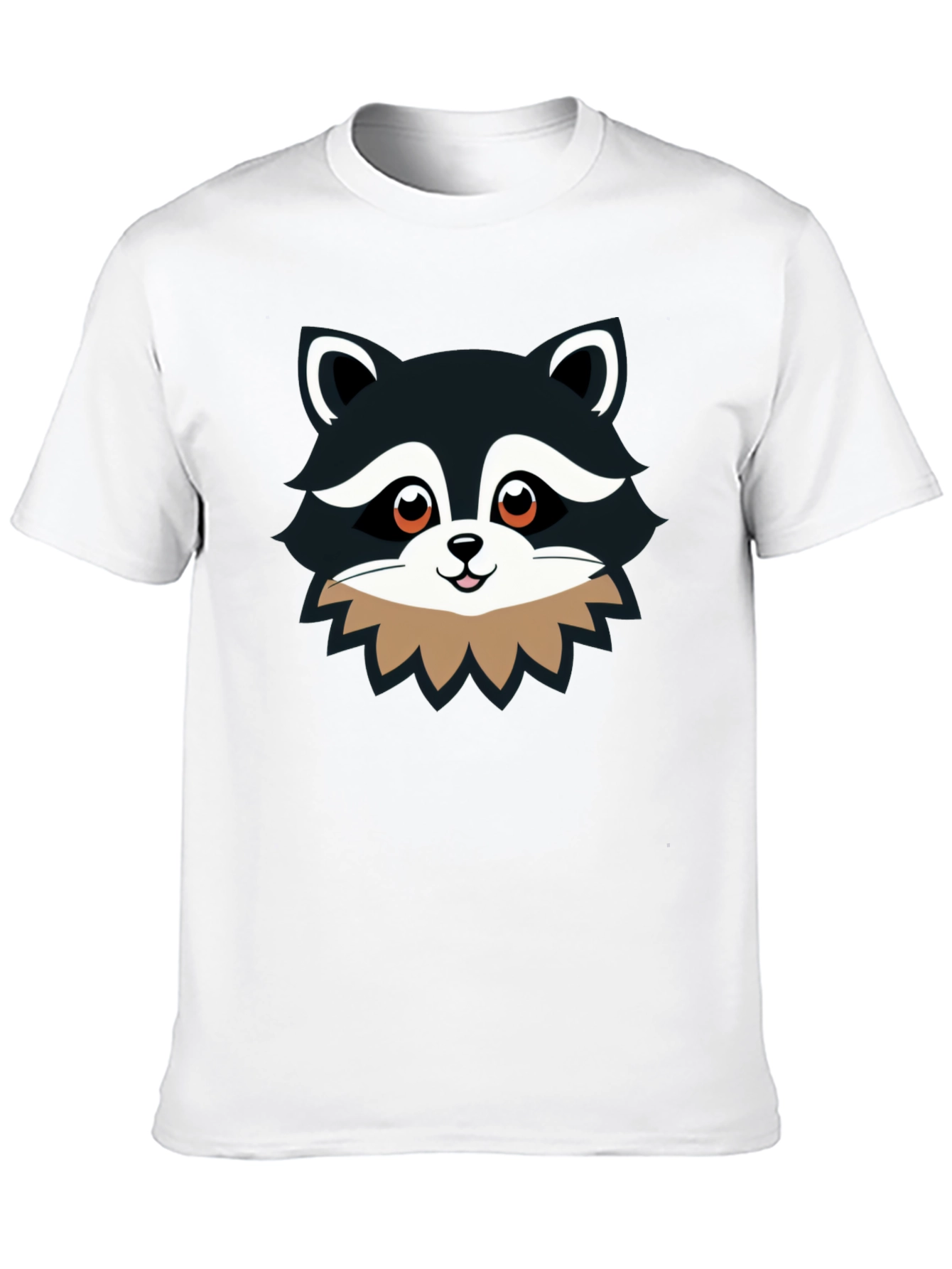Cute Raccoon Graphic Print Black T-Shirt