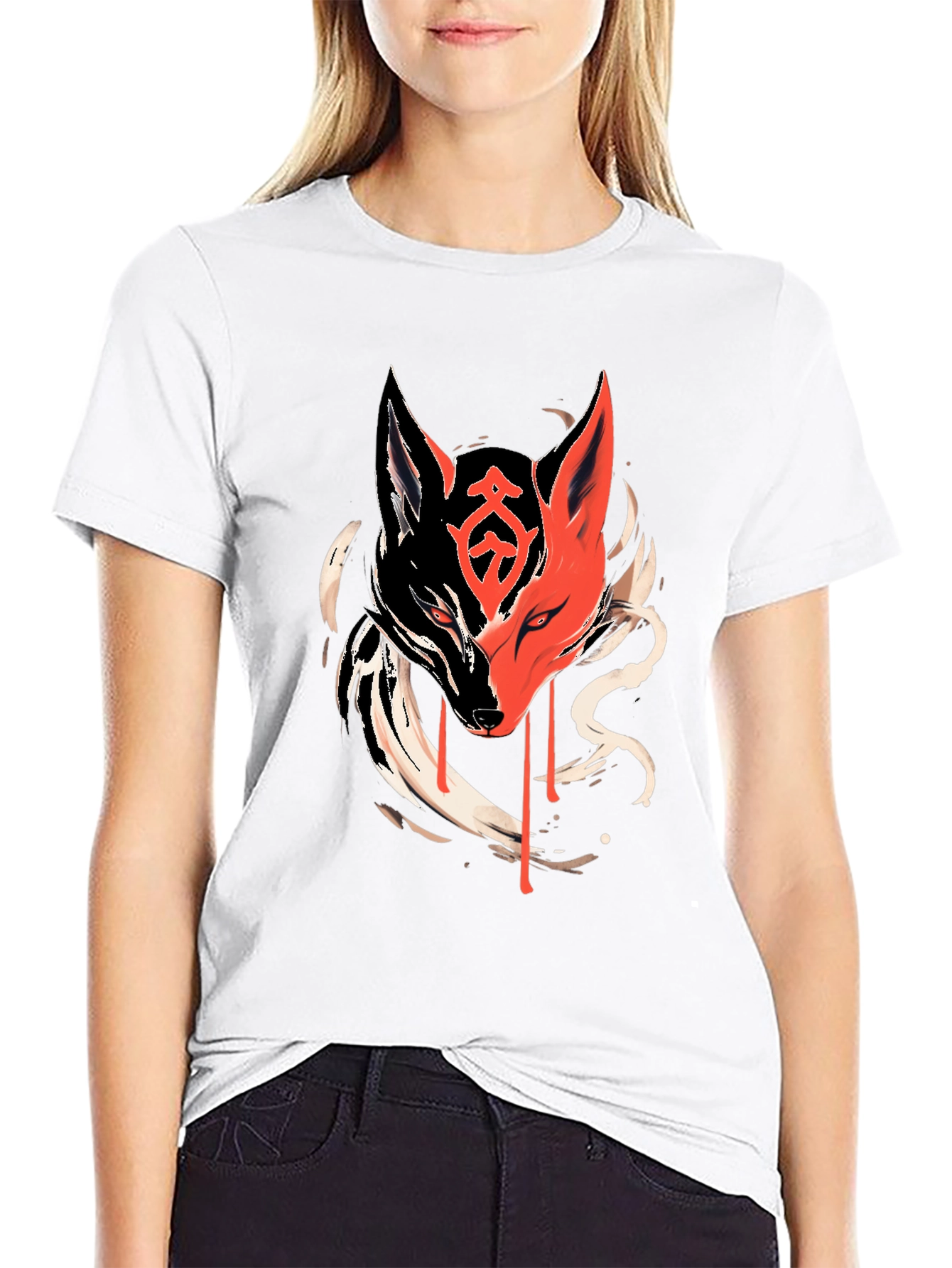 Black T-Shirt with Fox Graphic
