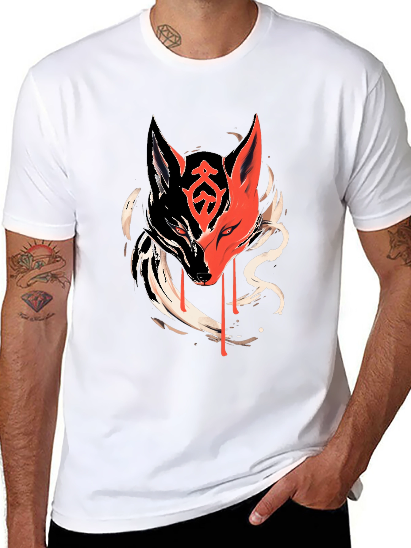 Black T-Shirt with Fox Graphic