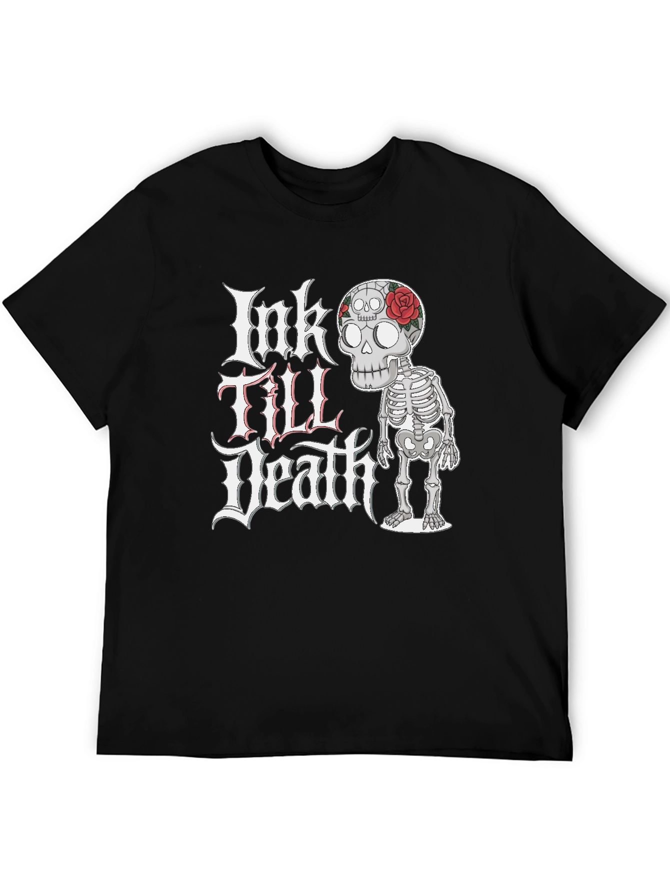 Ink Till Death Skeleton Graphic Tee - Black