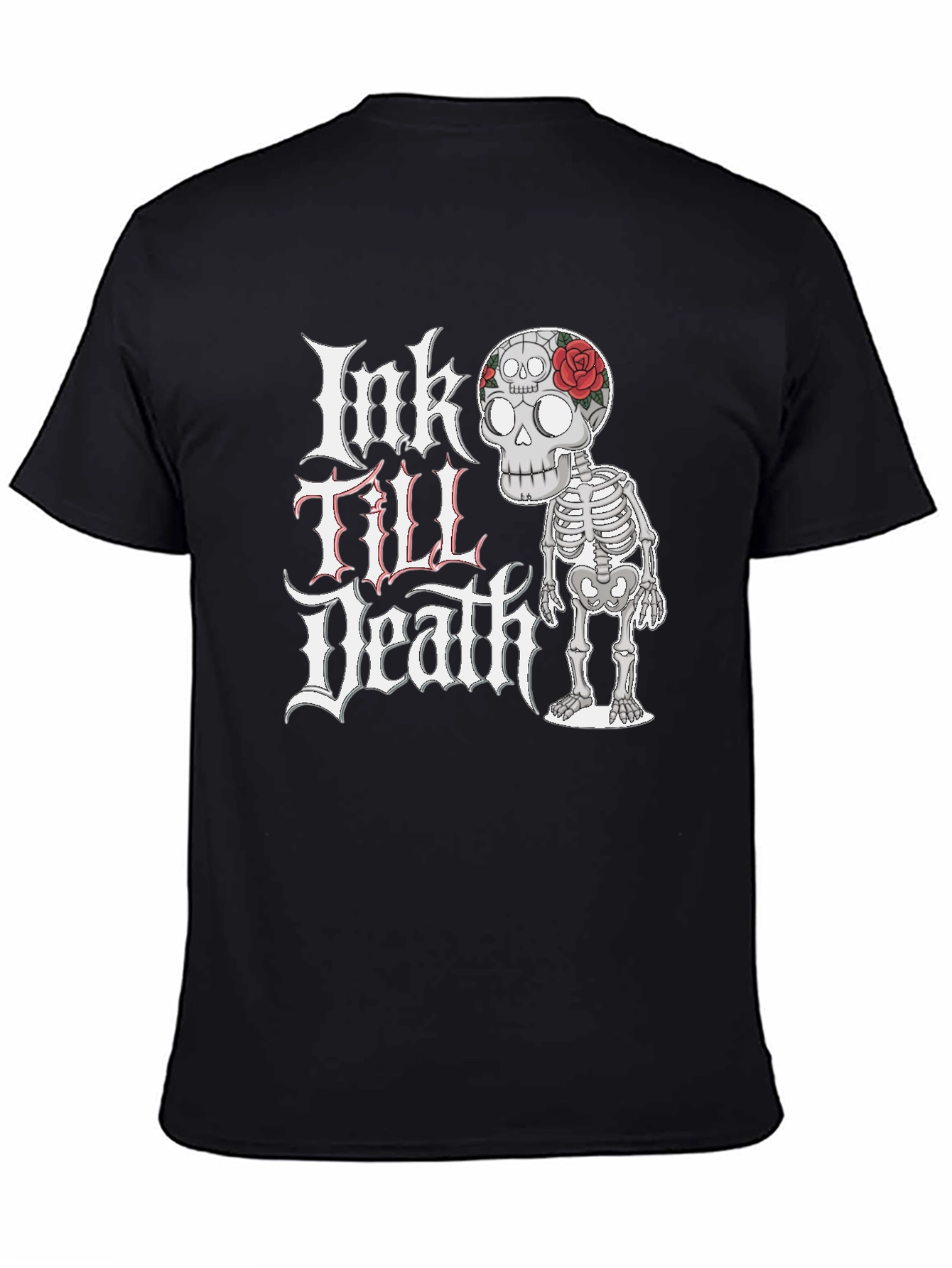 Ink Till Death Skeleton Graphic Tee - Black