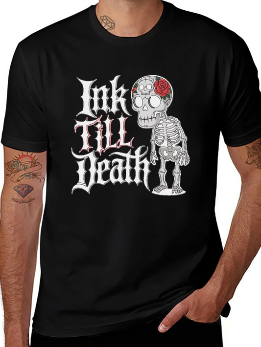 Ink Till Death Skeleton Graphic Tee - Black