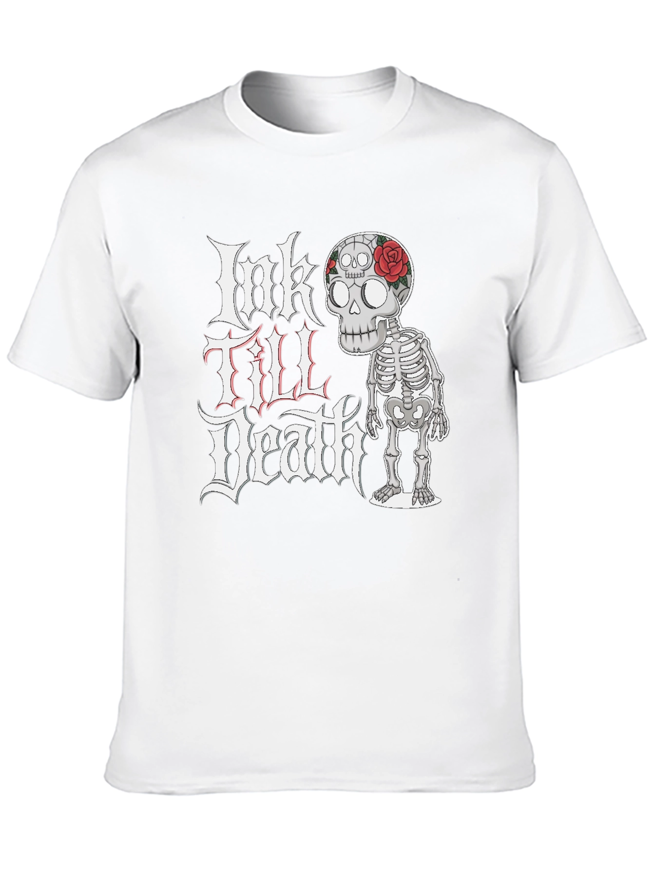 Ink Till Death Skeleton Graphic Tee - Black