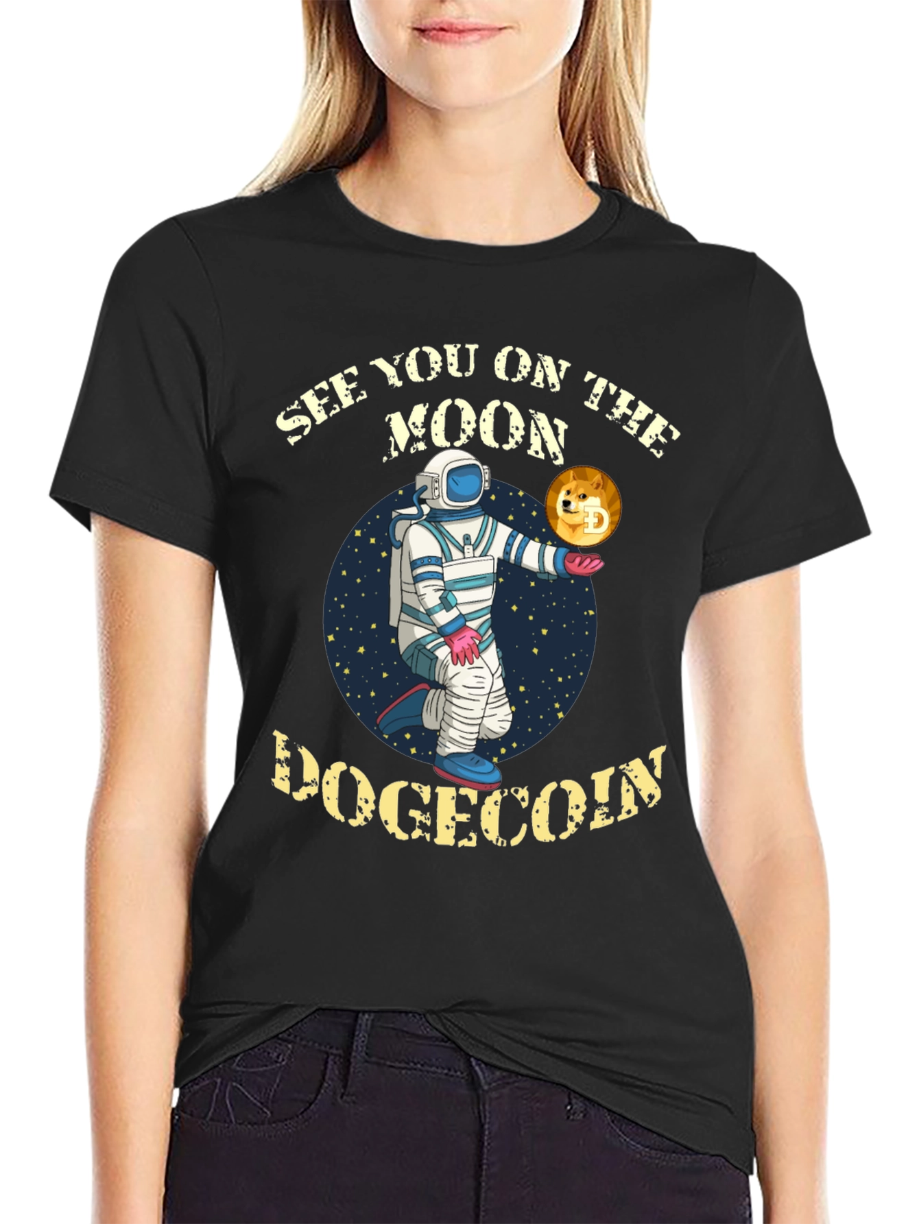Dogecoin To The Moon Graphic T-Shirt