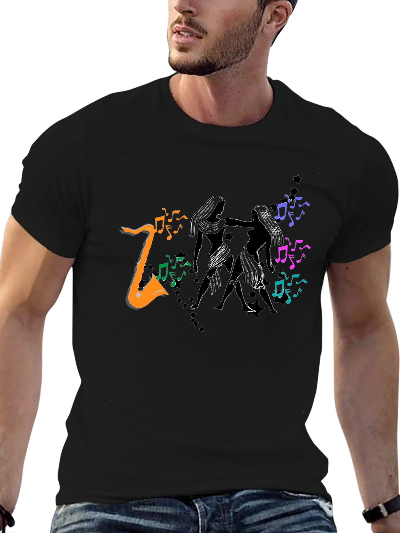 Musical Dance T-Shirt - Black Tee with Vibrant Graphic