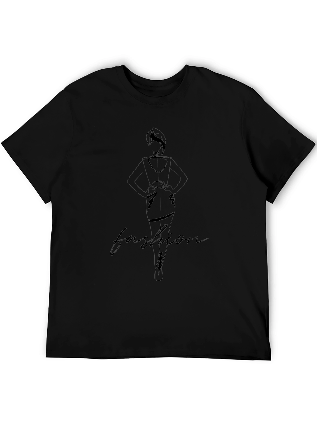 Fashion Line Art Black T-Shirt