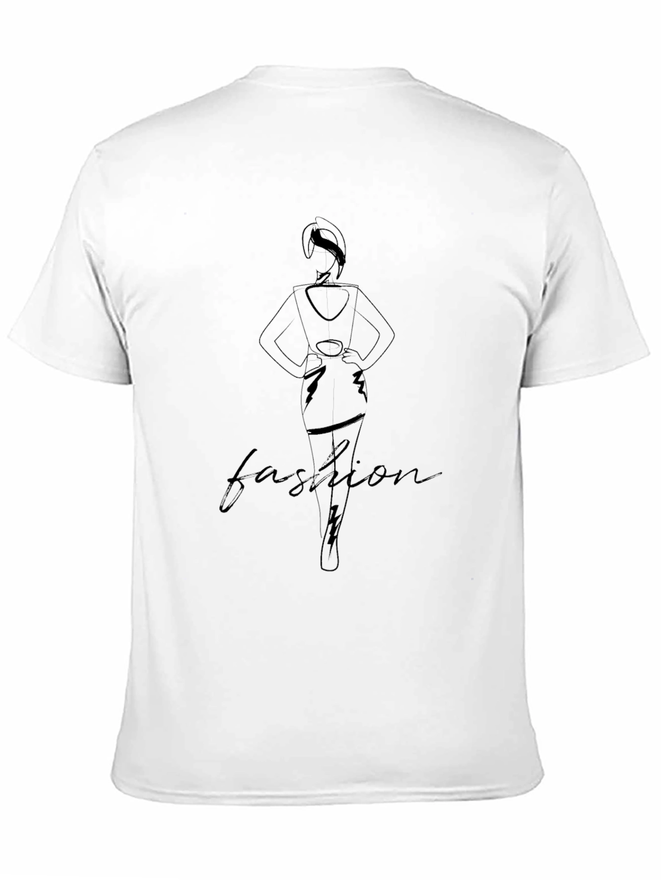 Fashion Line Art Black T-Shirt