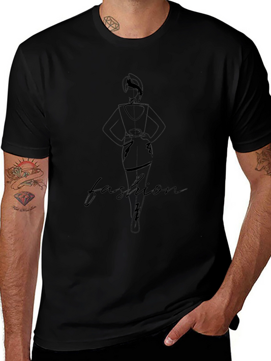 Fashion Line Art Black T-Shirt