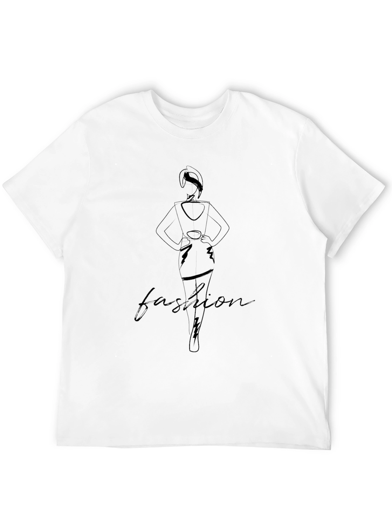 Fashion Line Art Black T-Shirt