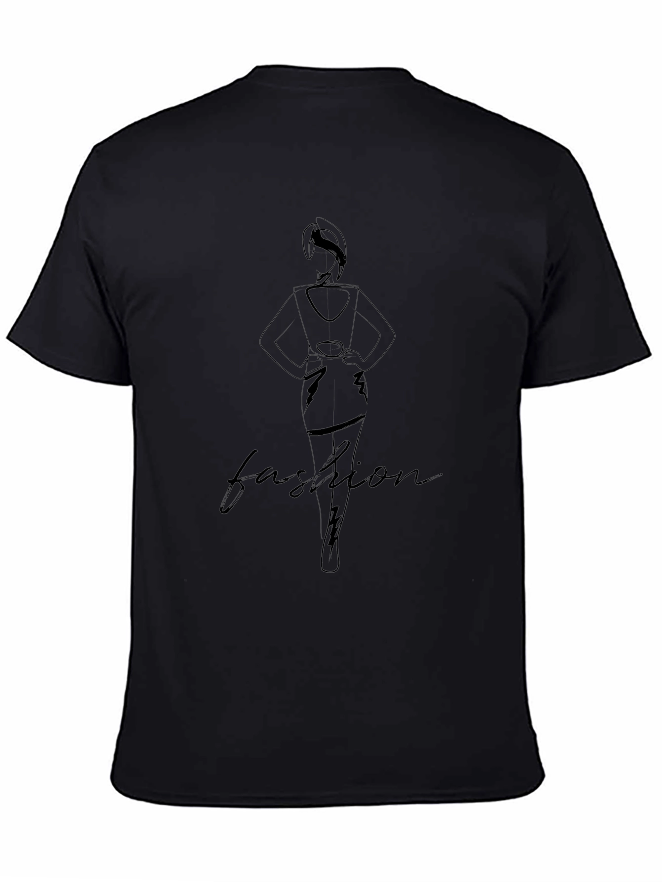 Fashion Line Art Black T-Shirt