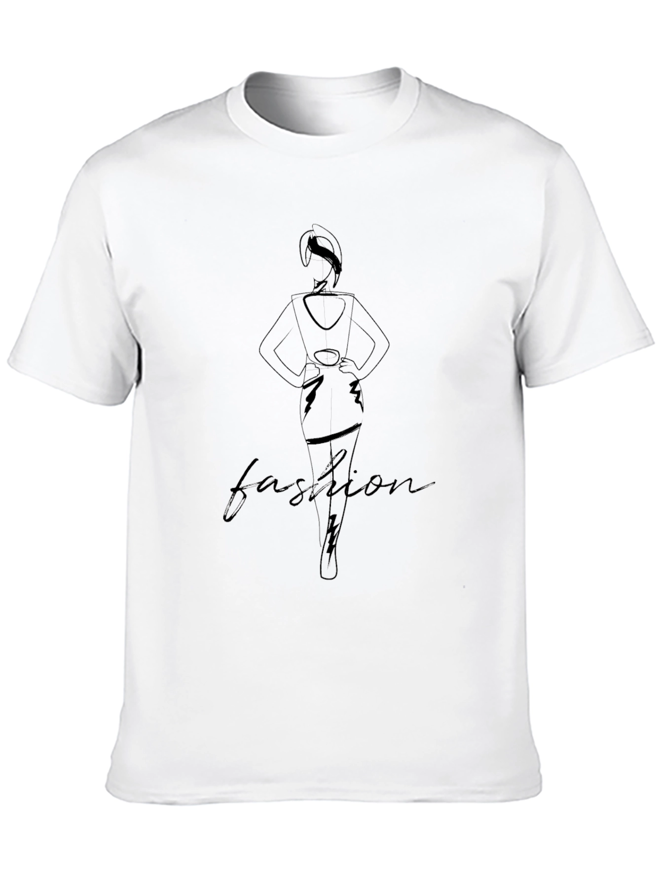 Fashion Line Art Black T-Shirt