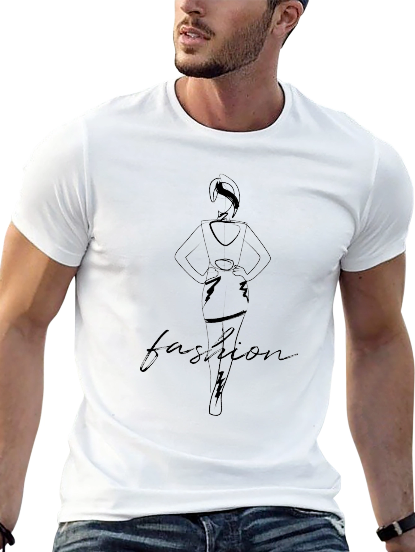 Fashion Line Art Black T-Shirt