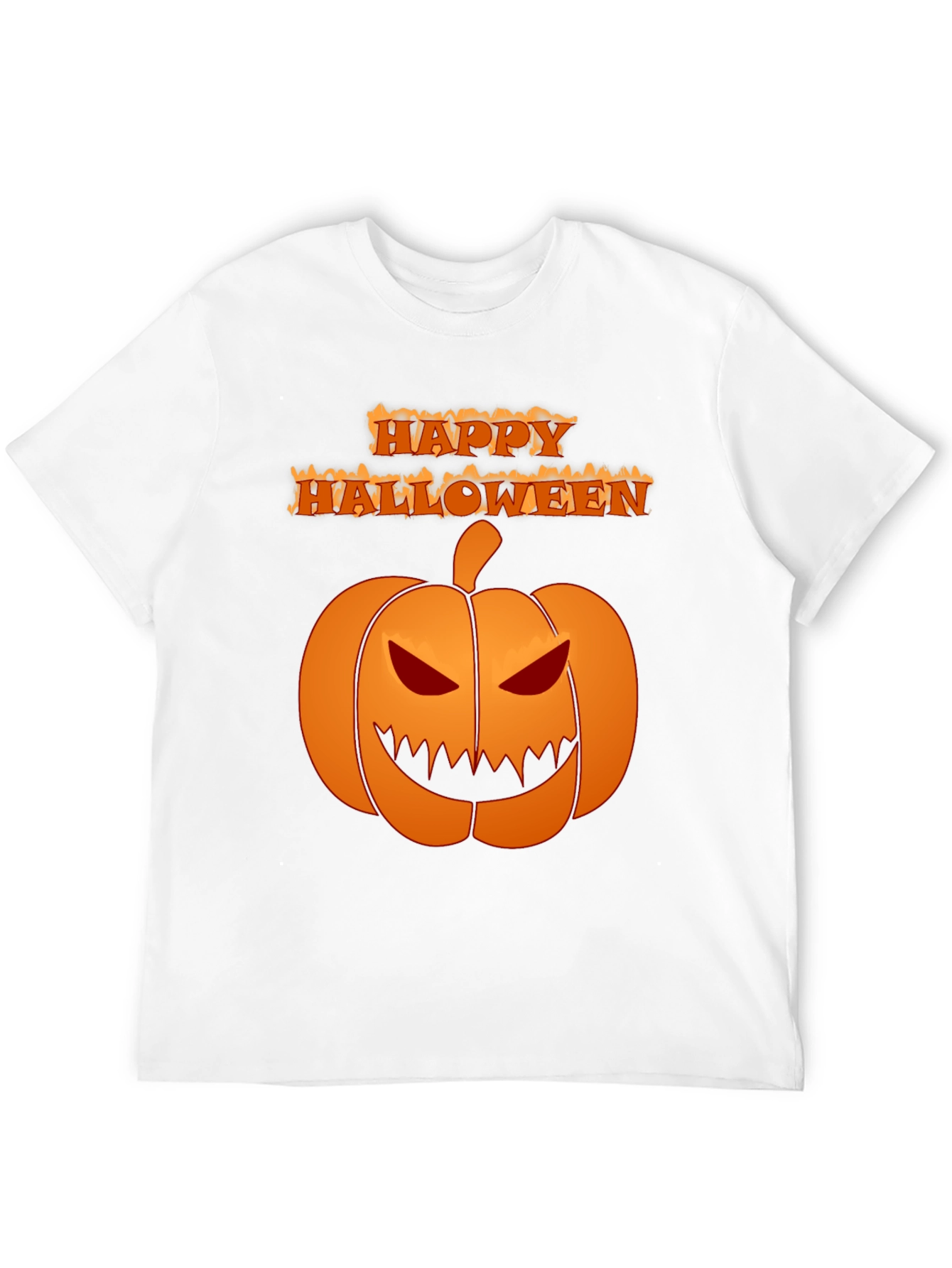 Happy Halloween Pumpkin Graphic Tee - Black Cotton Shirt