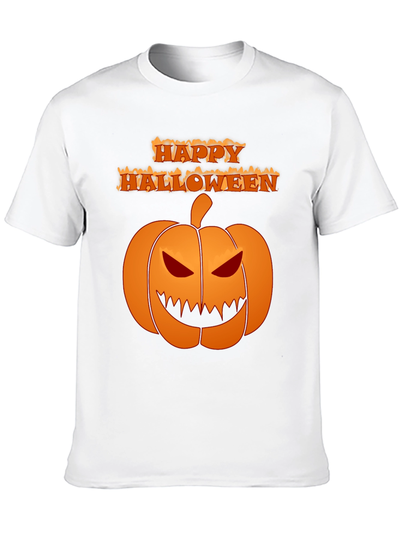 Happy Halloween Pumpkin Graphic Tee - Black Cotton Shirt