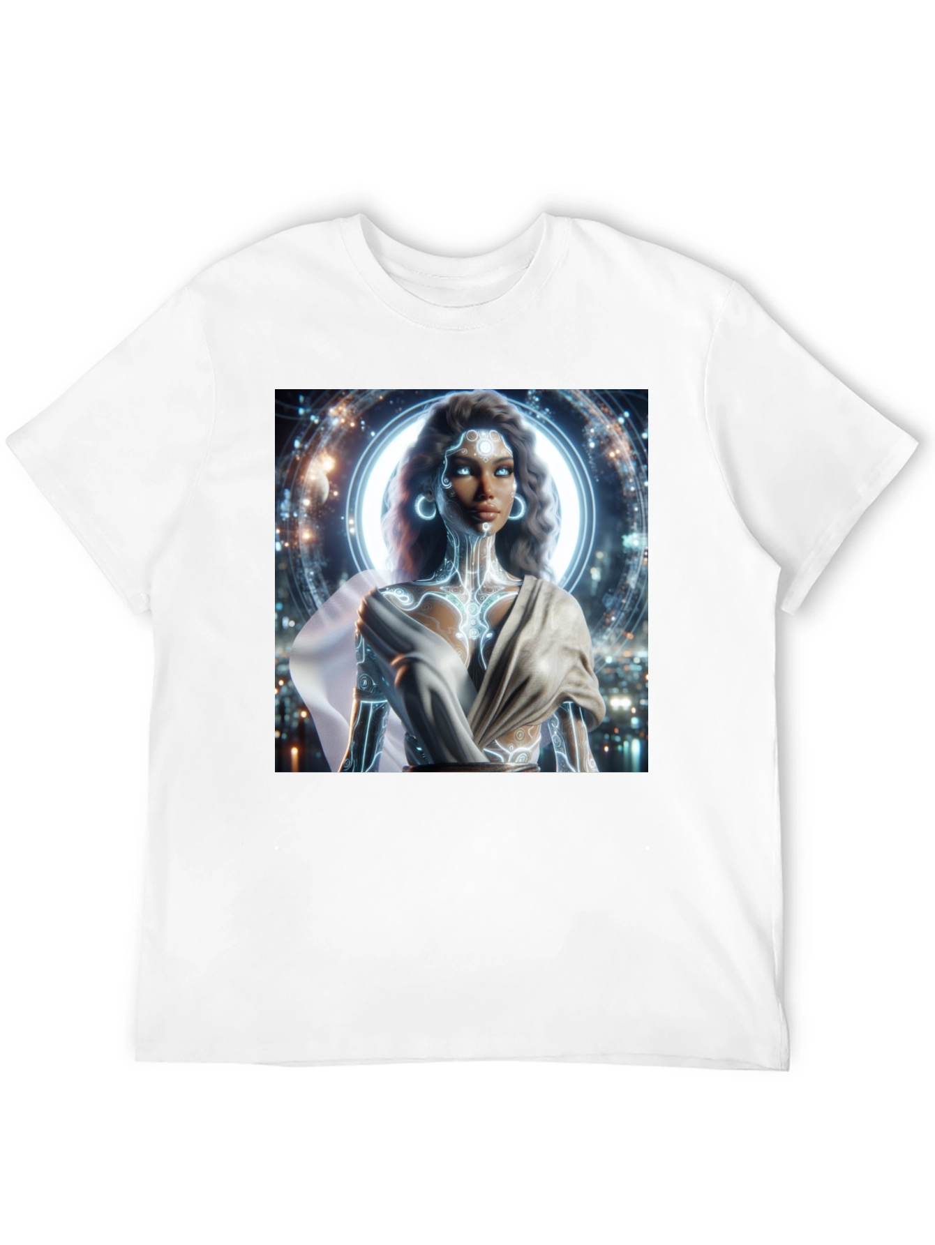 Futuristic Goddess Graphic Tee - Black