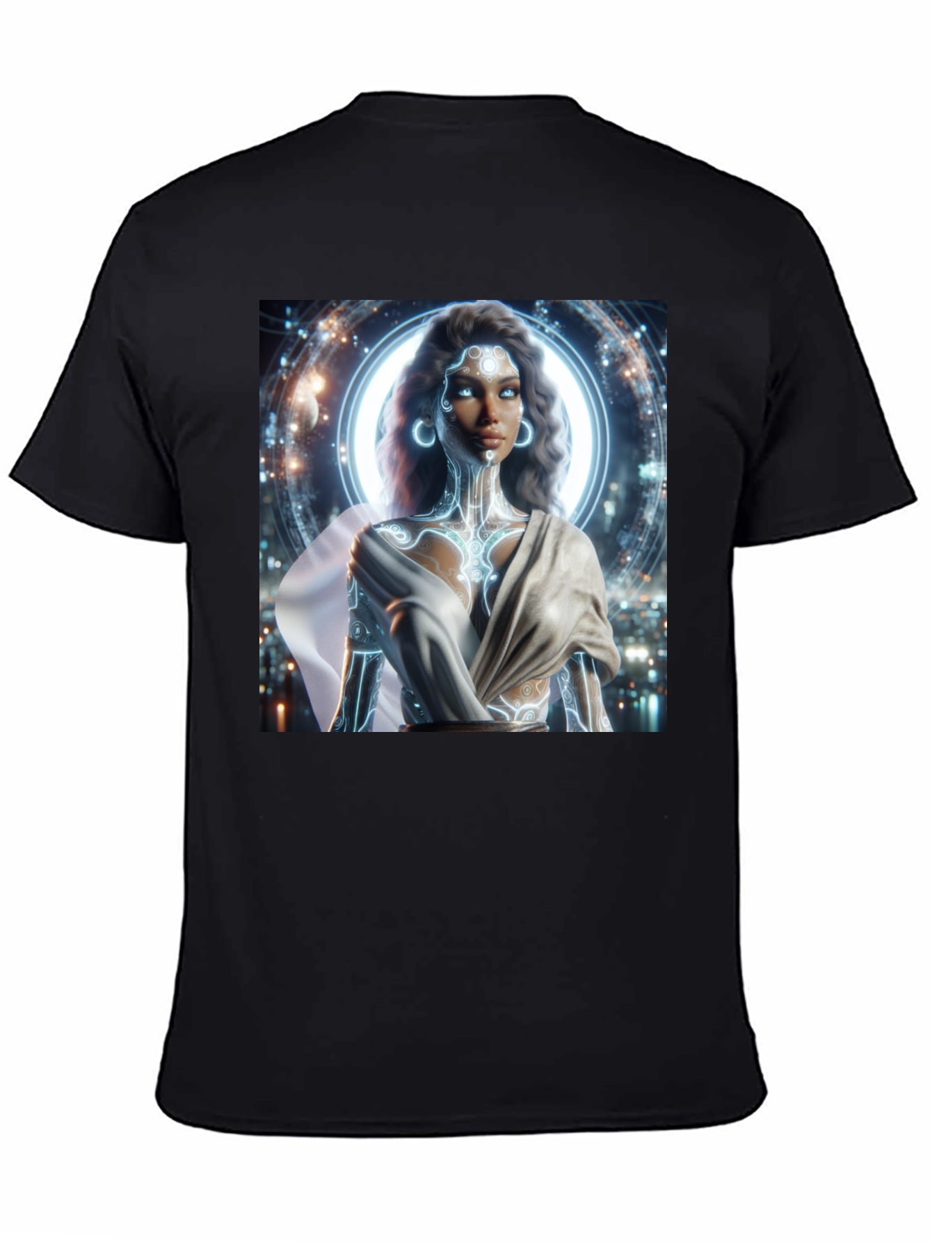 Futuristic Goddess Graphic Tee - Black