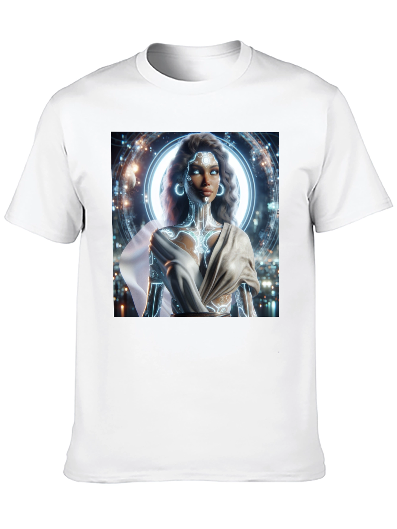 Futuristic Goddess Graphic Tee - Black