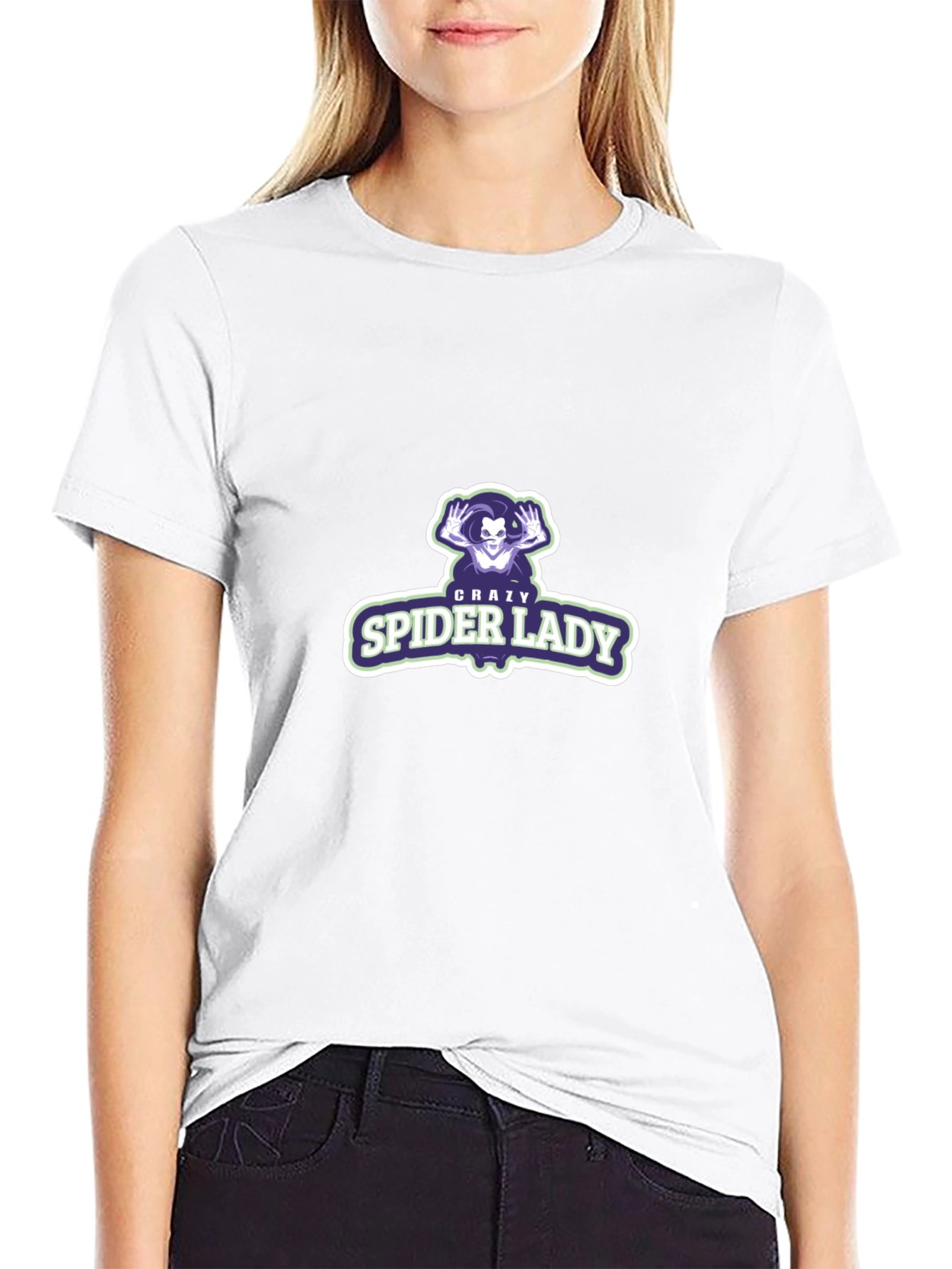 Crazy Spider Lady Graphic Tee - Black Unisex Shirt