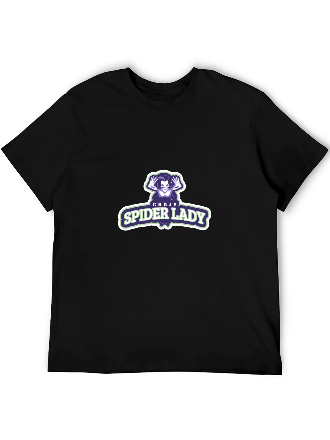 Crazy Spider Lady Graphic Tee - Black Unisex Shirt