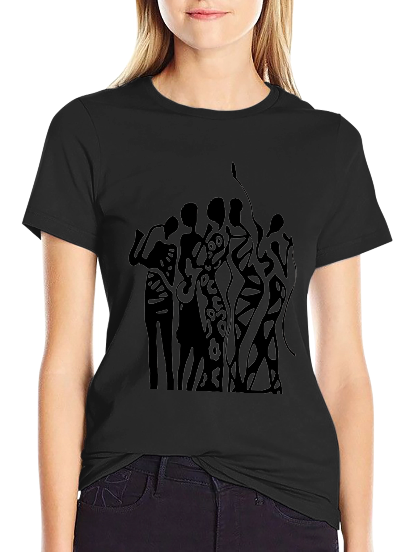 Abstract Figure Graphic Black T-Shirt